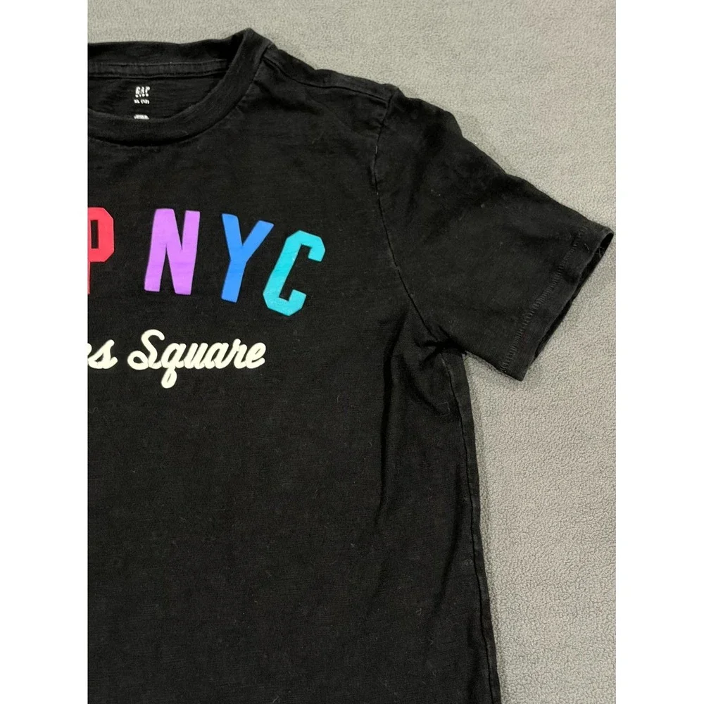 Gap NYC Times Square T Shirt Kids XL (12) Black Spellout Graphic Cotton Casual